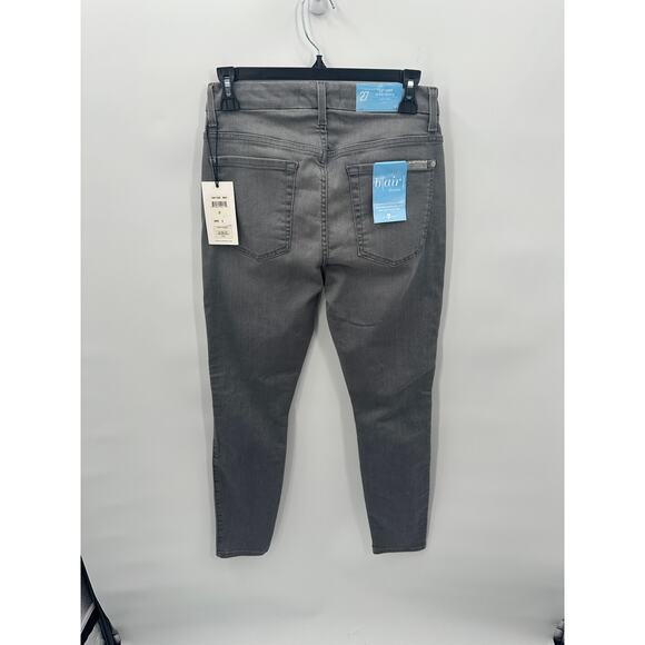 7 FOR ALL MANKIND NWT B(air) Skinny Distressed Jeans in Chrysler Grey // 27 - Picture 6 of 9